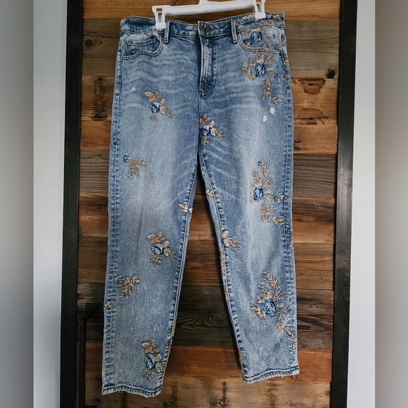 DRIFTWOOD Gizelle Light Blue Denim Floral Embroidered Jean NWOT Size 32 - Picture 2 of 5